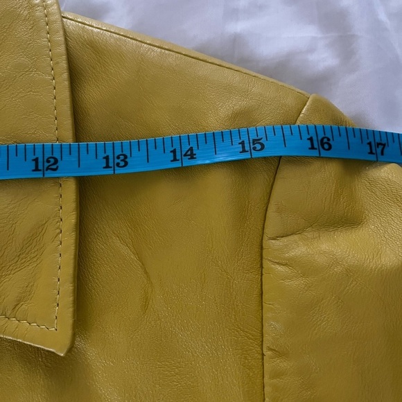 [M]Vintage  PLONGE Yellow Leather Cropped Women Jacket with Eyelet around Waist - Picture 9 of 13